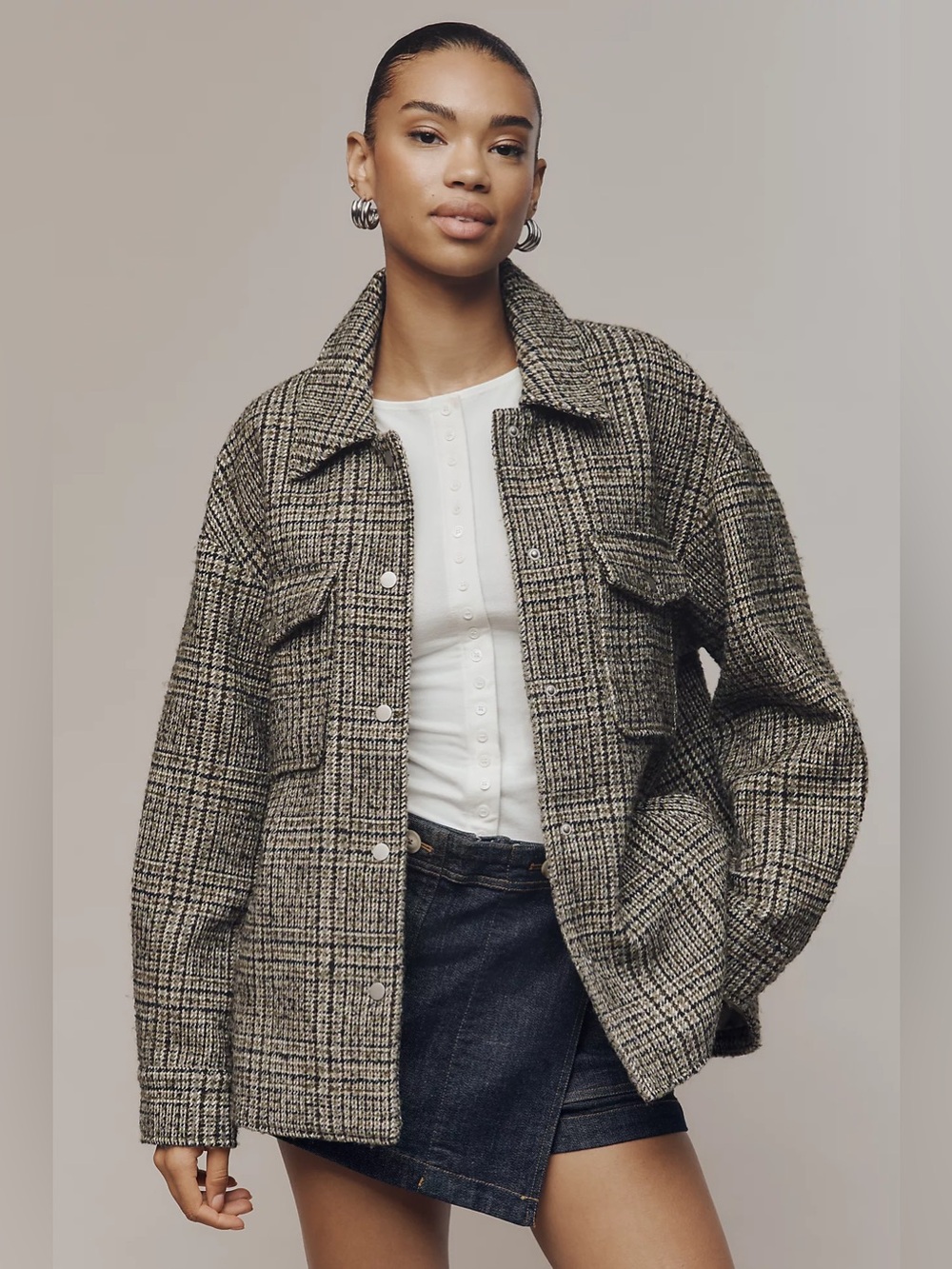 NWT Anthropologie Maeve Tweed Shirt Jacket